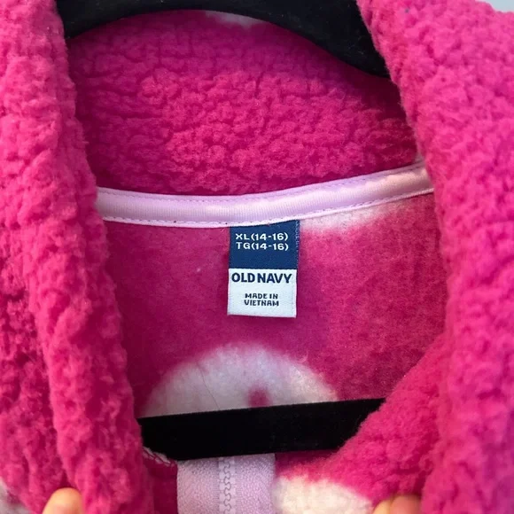 NWOT Old Navy Pink Smiley Face Kids Puffer Jacket - Picture 3 of 6